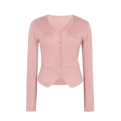 XG雪歌2025冬新款极简百搭法式V领通勤套头针织衫女XK411003A216