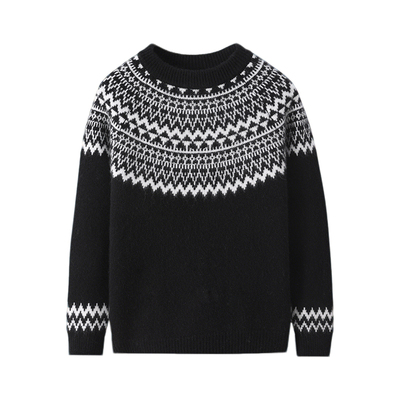 儿童加厚圆领费尔岛100纯羊绒衫