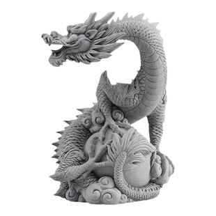 青砂石中式瑞兽盘龙祥龙神龙鱼缸造景茶室茶桌茶宠桌面装饰品摆件