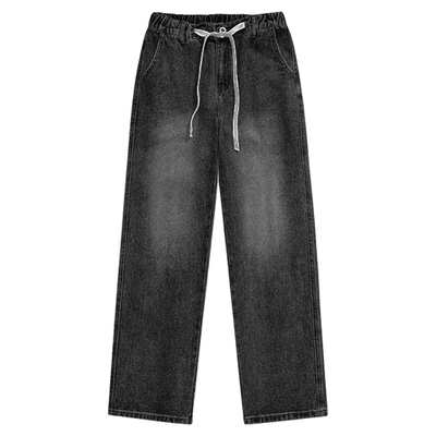 GOKIGA宫崎迦美式复古水洗直筒牛仔裤男宽松阔腿休闲长裤9009