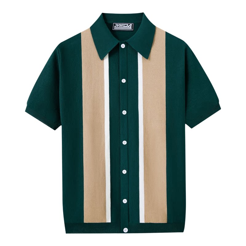 欧美商务男装时尚翻领撞色短袖T恤开衫针织修身POLO衫Men T-shirt