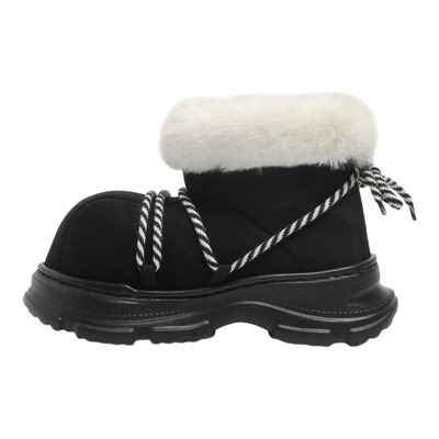 F21黑色加绒雪地靴女2026新款冬