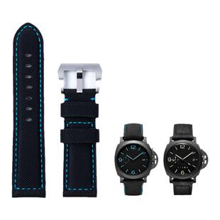 尼龙碳纤维格纹表带适用沛纳海441胖大海PAM01661真皮手表带 24MM