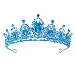 儿童皇冠头饰公主大气王冠高级发箍水晶天蓝色小女孩女童公主发饰