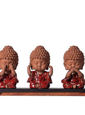 炼器创意陶瓷三不宝宝佛摆件