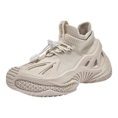 芭芭鸭透气休闲大童飞织运动鞋子