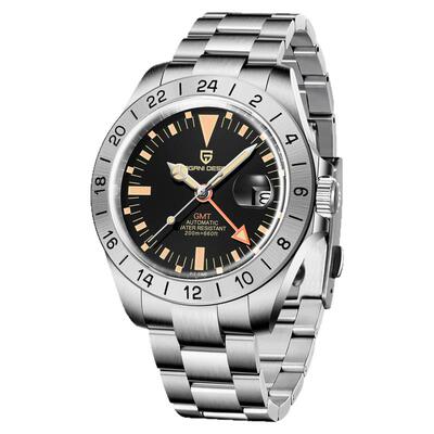 伯佳尼Pagani Design全自动机械手表男圆形精钢GMT防水手表PD1693