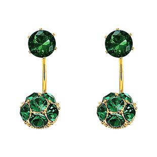 敢酷祖母绿锆石耳环925银针一式两戴气质耳钉高级感复古小众耳饰