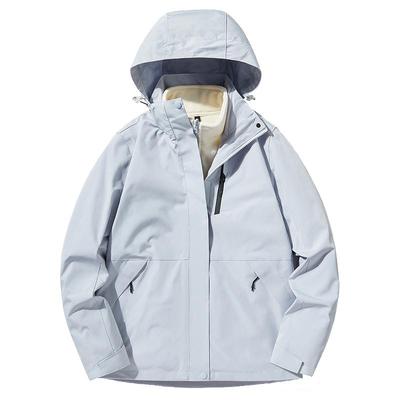 稻草人蓝色冲锋衣女2025新款秋冬三合一可拆卸防风防水登山服外套