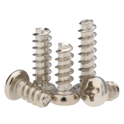 加硬PB碳钢镀镍十字圆头平尾自攻螺丝钉 盘头平尾自攻木牙螺丝钉