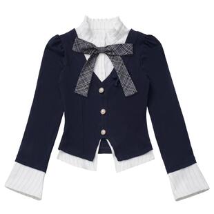 现货即发【晚星熠熠】学院修身假两件拼接衬衫收腰裙裤显瘦