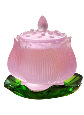 粉色琉璃莲花莲叶供水杯