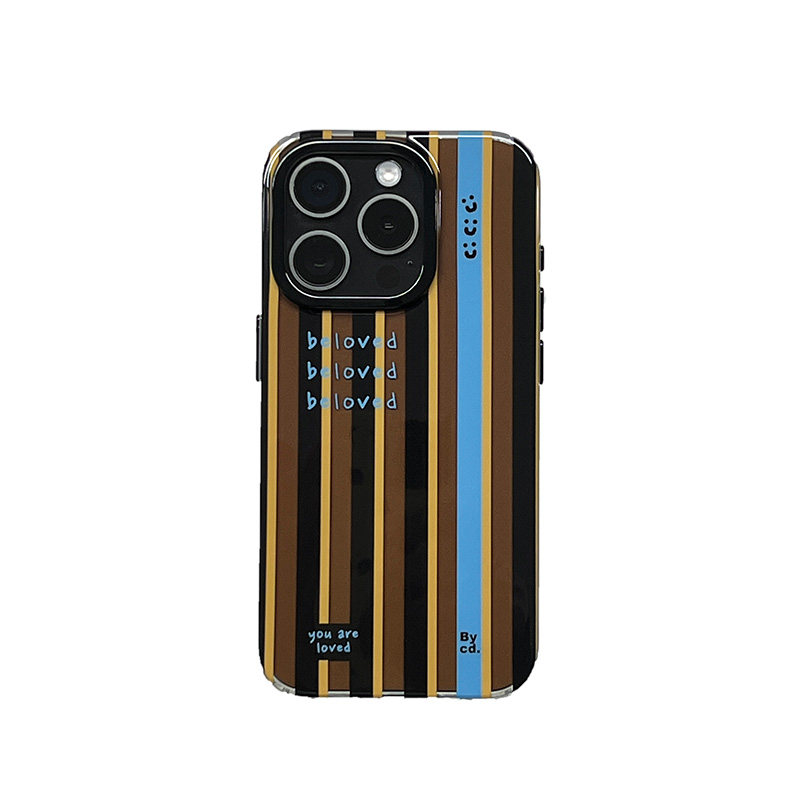 南山所 原创棕色简约秋冬美拉德高级手机壳可爱心支架iPhone16ProMax14/13/15亚克力双层全包软女男情侣条