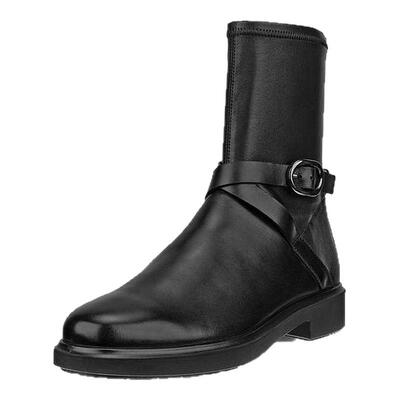 ECCO爱步靴子女 2025秋冬新款黑色中筒靴瘦瘦靴 都市阿姆222083