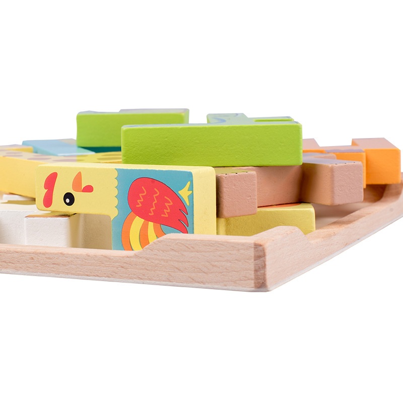 动物大颗粒启蒙积木拼图拼装拼图立体积木63批发木制到儿童岁玩具