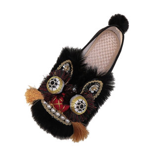 柿柿如意2026新款虎头鞋国风单鞋黑色平底鞋新中式手工布鞋圆头鞋