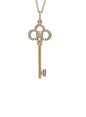 【自营】中古99新蒂芙尼KEYS系列黄金吊坠钥匙项链皇冠镶钻礼物