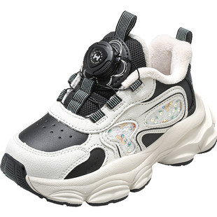 牧童童鞋运动鞋冬季新款儿童加绒加厚二棉鞋女童旋转纽扣棉鞋男宝