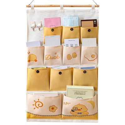 加厚布艺卡通多层多兜收纳挂袋