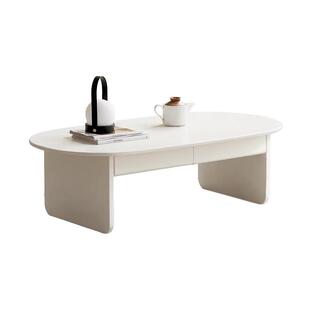 源氏木语加兰实木茶几客厅家用白色茶桌小户型茶台奶油风咖啡桌