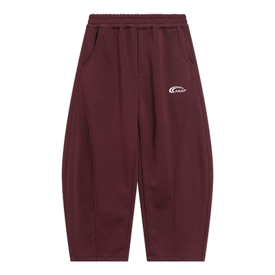 韩范一体绒运动直筒阔腿弯刀卫裤