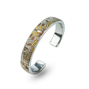 巴赫工作室国家非遗古法铁翦金工艺满雕24k金青铜纹饰手镯男手环