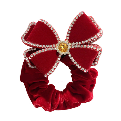 新年红色丝绒大肠发圈女高级感