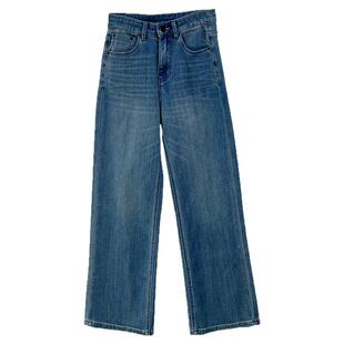 清仓特价 醋酸天丝高腰显瘦窄版阔腿裤女秋季裤子宽松直筒牛仔裤