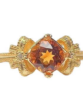 采金金钰925银镀18k金镶钻戒指