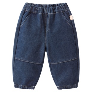 咔咔熊猫宝宝加绒牛仔裤秋冬儿童加厚冬季裤子男童保暖长裤冬装潮