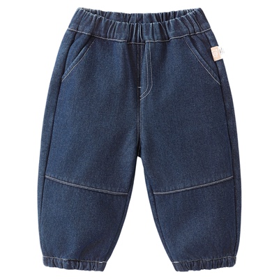 咔咔熊猫宝宝加绒牛仔裤秋冬儿童加厚冬季裤子男童保暖长裤冬装潮