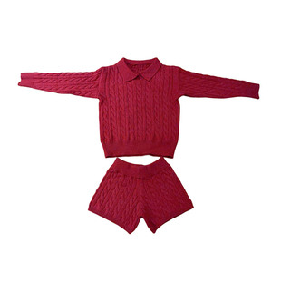 女童针织套装2025新款儿童洋气年货大童时尚毛线衣短裤韩版两件套