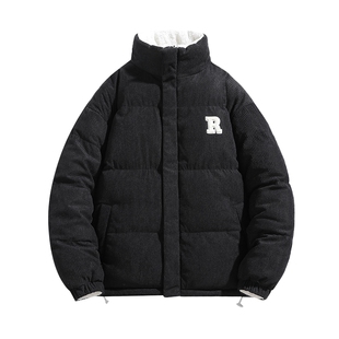 回力双面穿羊羔绒外套男士冬季2025新款灯芯绒棉衣加厚棉服棉袄子