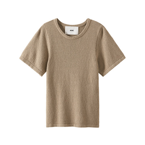 440ME女装 圆领棉质优雅弧形接缝针织上衣短袖T恤套头衫FCSS0394K