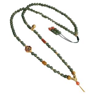 天然和田玉碧玉珠链八宝罗盘编织绳古法沙金项链绳新中式长款项链