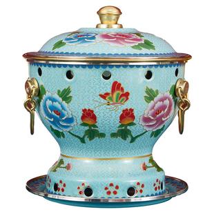 景泰蓝单人小铜火锅一人一锅商用纯铜酒精炉小铜锅环保油紫铜家用