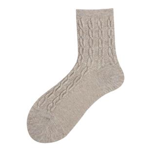 想被秋天卷进橘子味的拥抱里（加厚温暖麻花羊毛袜子冬）少女毛绒