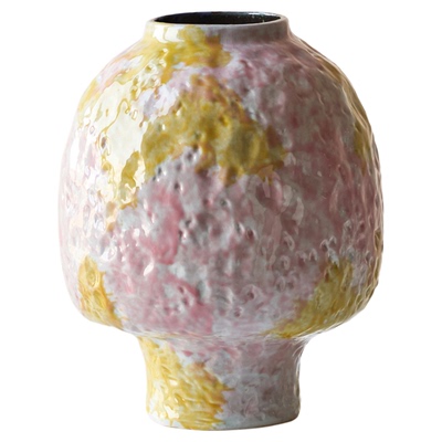 花瓶摆件法式中古陶瓷花瓶侘寂风大号落地高级感高足石纹瓶景德镇