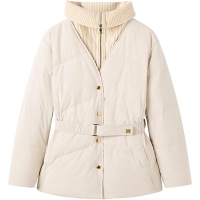 太平鸟女装冬季新款翻领假两件羽绒服A1ACE4225