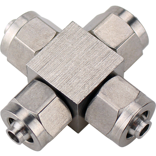 304不锈钢快拧四通十字三通锁母气管接头尼龙管四氟软管高压对接