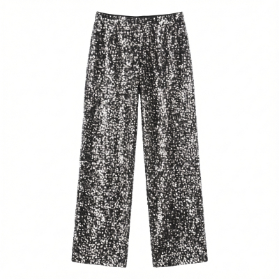 大码亮片阔腿直筒裤Large sequined wide leg straight leg pants