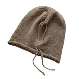 2025秋冬新款抽绳堆堆帽保暖护耳卷边针织帽百搭时尚大头围显脸小