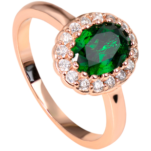 小鸽子蛋指环日韩仿碧玺祖母绿蓝宝石紫水晶镀金满钻女红宝石戒指