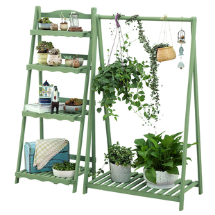 田园木质办公室花架简约实木秋千爬藤客厅绿萝吊兰架子花盆架室内