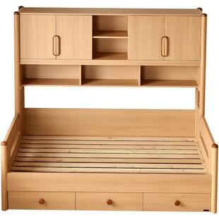 全友家居原木风榻榻米床衣柜一体小户型卧室家用男孩女孩儿童床