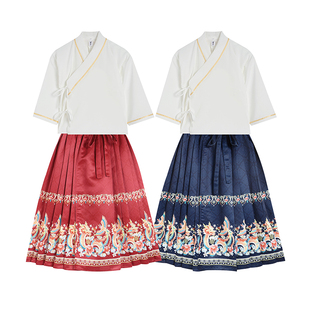 新中国风汉服松紧腰马面裙古风合唱服中小学生运动会开幕式方阵服