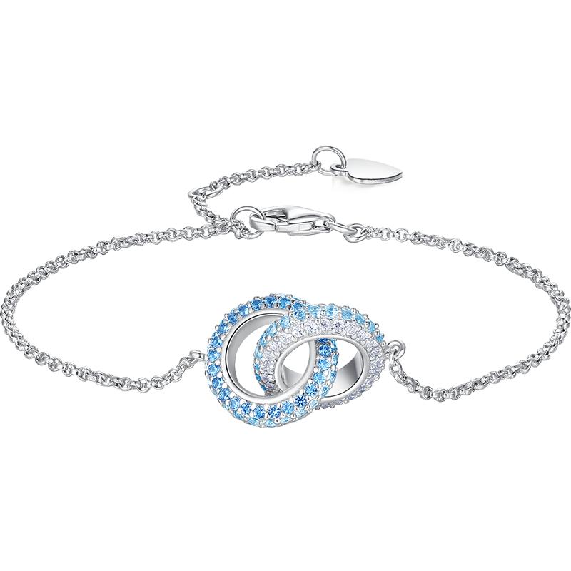 周大生海洋双环纯银手链闺蜜女款轻奢小众设计高级感生日礼物饰品