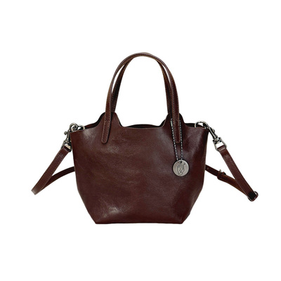 哈弘2025秋冬新款植鞣头层牛皮菜篮包单肩斜挎手提小包百搭通勤风