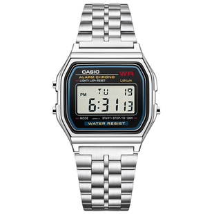 卡西欧(CASIO)手表学生考试手表男女表复古小方块石英表A158 A159