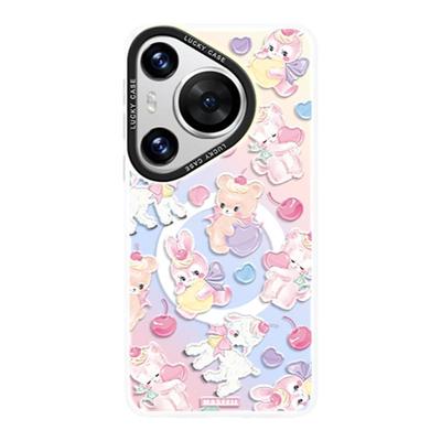MASFEIL × 甜心派对适用华为Pura70Pro手机壳p60新款磁吸带支架p40pro+保护套女小众p50全包可爱高级感Ultra